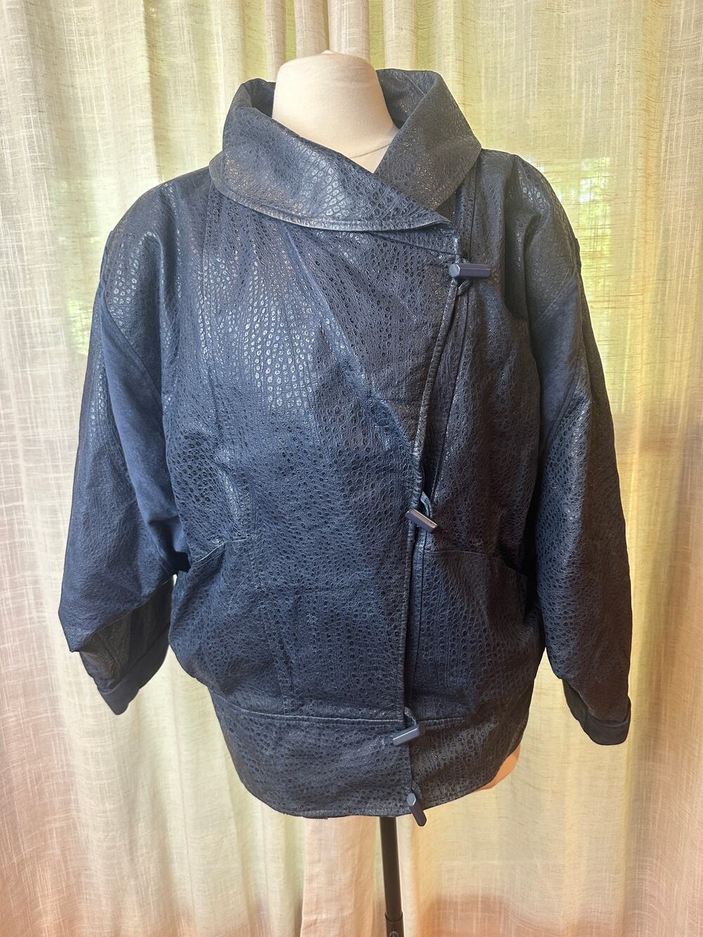 Rudi Flavio Paris Black Leather Dolman Jacket France Size 42